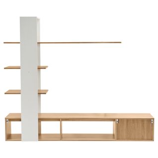 Ensemble De Meuble TV Mural De Salon Moderne Effet Chêne Blanc 180x33,5x151,5cm