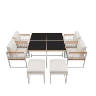 Ensemble Table Et Chaises D'extérieur 7 Pièces Pour 6 Personnes