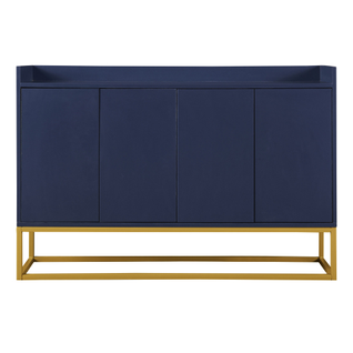Buffet Minimaliste Bleu Marine 4 Portes Sans Poignées Avec Pieds Dorés 120*30*80cm Eicers Blue
