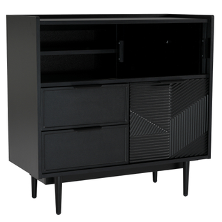 Buffet Noir Motifs Géométriques Avec Éclairage LED 80*35cm Qhelqads
