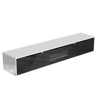 Meuble TV Brillance Noir Et Blanc Avec Éclairage LED à Couleur 180*30