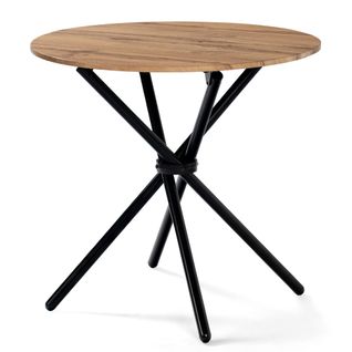Table De Salle à Manger D.80 Cm Ronde Effet Bois Pieds Ronds Croisés