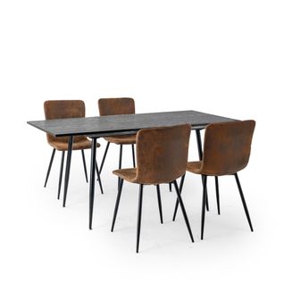 Ensemble Table Extensible 120-160 Et 4 Chaises Style Scandinave Retro