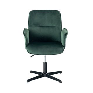Fauteuil De Bureau Ergonomique Pivotante Avec Accoudoirs En Velours Sapin Vert