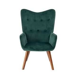 Fauteuil Scandinave Capitonné En Velours Vert