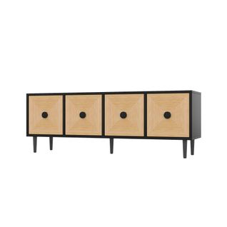 Meuble TV Moderne Effet Bois Bambou Noir