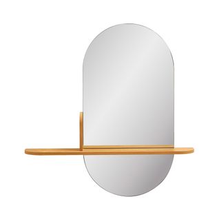 Miroir Ovale Avec Étagère En Bois 94,5x92cm