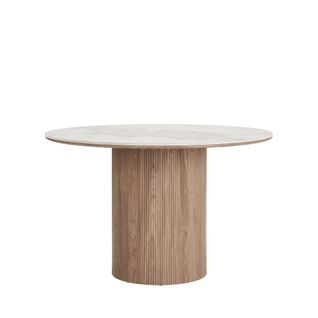 Table à Manger 4 Personne Ronde Effet Marbre Et Bois