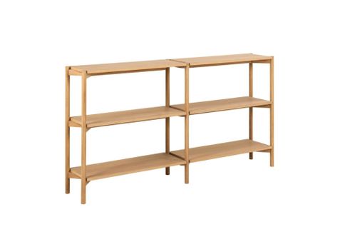 Bibliothèque Basse Scandinave En Chêne Clair 4 Tablettes - Brenda