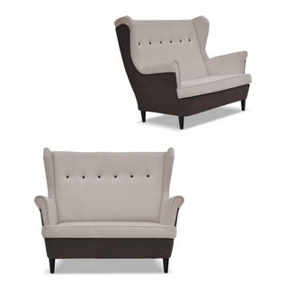 Canapé Scandinave à Oreilles Ari Duo, Brun-beige