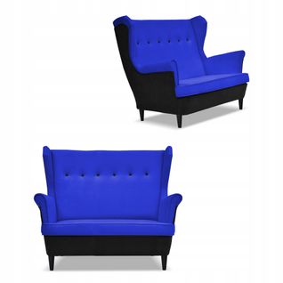 Canapé à Oreilles Scandinave Ari Duo, Noir Et Bleu