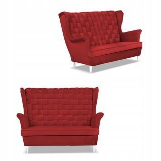 Canapé 2 Places Carol, Rouge, Style Scandinave, Assise à Ressorts