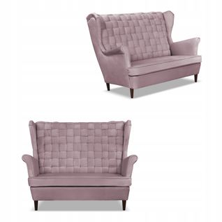 Canapé 2 Places Scandinave à Oreilles Carol, Rose Poudré