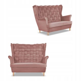 Canapé Scandinave à Oreilles Carol — 2 Places, Rose Poudré