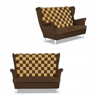 Canapé Carol Duo — Style Scandinave à Oreilles — Bicolore Brun-jaune