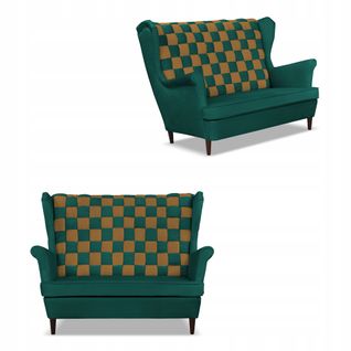 Canapé à Oreilles Carol Duo De — Style Scandinave, Vert Et Marron