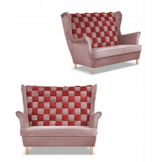 Canapé à Oreilles Carol Duo — Style Scandinave, Coloris Rose Et Rouge