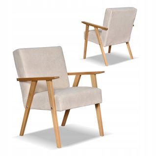 Fauteuil Style Prl Rétro-vintage Soler En Velours Hunter Beige