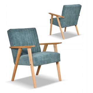 Fauteuil Rétro Vintage, Style Années 60-80 — Soler Anafi En Velours Côtelé Vert Menthe