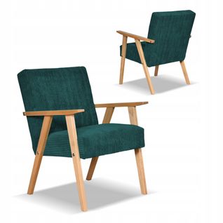 Fauteuil Style Rétro-vintage Prl Soler Anafi, Vert En Velours Côtelé