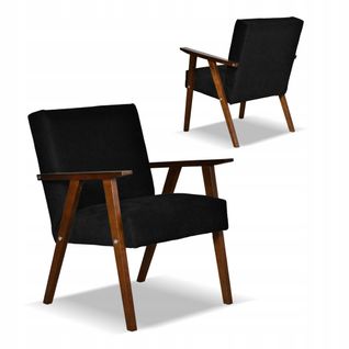 Fauteuil Rétro-vintage Style Prl Soler Angel En Velours Noir