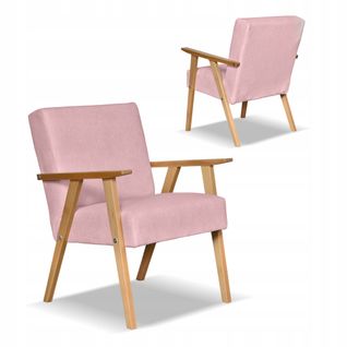 Fauteuil Rétro‑vintage, Style Prl Soler En Velours Rose Hunter
