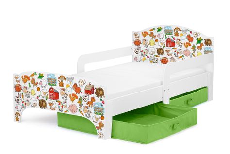 Moderne Lit D'enfant Smart En Bois Avec Un Matelas Animaux à La Ferme