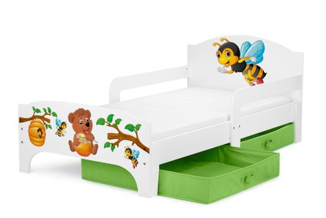 Moderne Lit D'enfant Smart En Bois Avec Un Matelas Teddy Et Abeilles