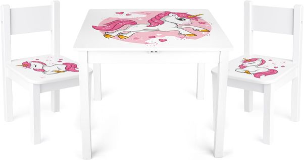 Table 'yeti'  Et 2 Chaises Enfant Lovely Licorne