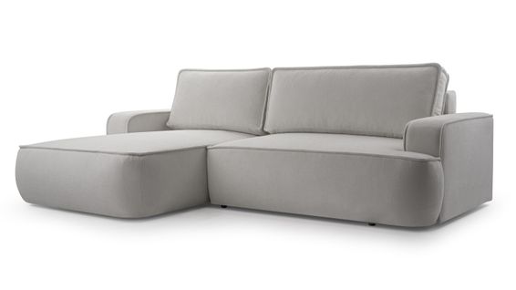 Canapé D'angle Gauche En Tissu Gris Clair Ablia 267/168/87 Cm - Avec Coffre Et Fonction Lit