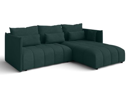 Canapé D’angle Réversible En Tissu Vert Cosmova 245x182x83 Cm – Avec Coffre Et Fonction Lit