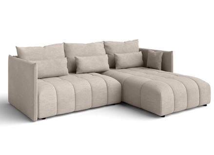 Canapé D’angle Réversible En Tissu Beige Clair Cosmova 245x182x83 Cm – Avec Coffre Et Fonction Lit