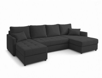 Canapé Panoramique En Tissu Taupe Dolceo U 287/140/73 Cm - Avec Coffre Et Fonction Lit