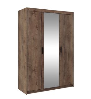 Armoire Avec Miroir 3 Portes Storicos Imitation Chêne Lefkas L.133 Cm - Design Moderne