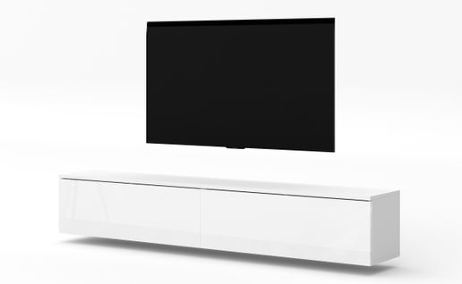 Meuble TV Suspendu Loriano 200 Cm Blanc Mat Et Brillant 200/34/32 - Push-to-open