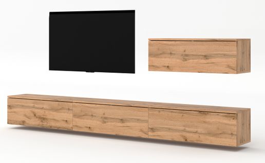 Ensemble De Meuble TV 4 Pièces Loriano Iv Chêne Wotan 300/68/32 - Push-to-open