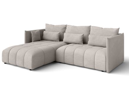 Canapé D’angle Réversible En Tissu Beige Gaziante 245x182x83 Cm – Avec Coffre Et Fonction Lit