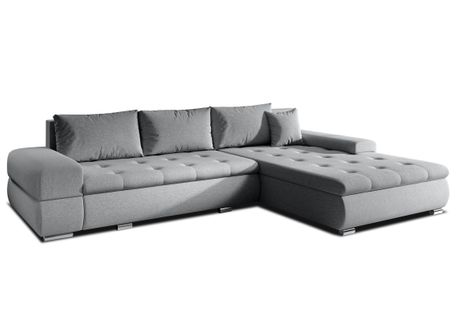 Canapé D’angle Réversible En Tissu Gris Sivaso 310x210x85 Cm – Avec Coffre Et Fonction Lit