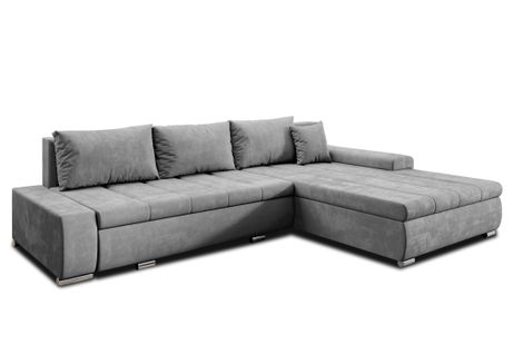 Canapé D’angle Réversible En Tissu Gris Tunceli 297x210x85 Cm – Avec Coffre Et Fonction Lit