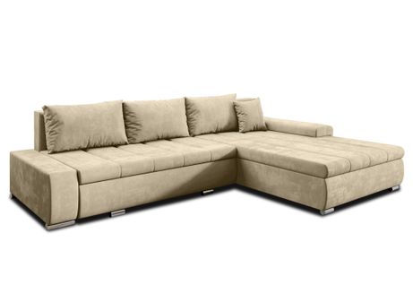 Canapé D’angle Réversible En Tissu Beige Tunceli 297x210x85 Cm – Avec Coffre Et Fonction Lit