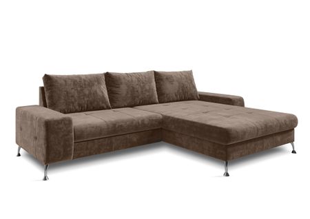 Canapé D'angle Droit En Tissu Beige Clair Artemia 275/192/81 Cm - Avec Coffre Et Fonction Lit