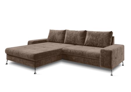 Canapé D'angle Gauche En Tissu Beige Clair Artemia 275/192/81 Cm - Avec Coffre Et Fonction Lit