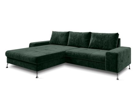 Canapé D'angle Gauche En Tissu Vert Artemia 275/192/81 Cm - Avec Coffre Et Fonction Lit