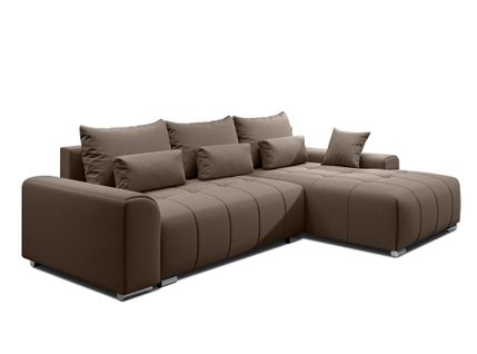 Canapé D’angle Réversible En Tissu Marron Rivolli 260x179x98 Cm – Avec Coffre Et Fonction Lit