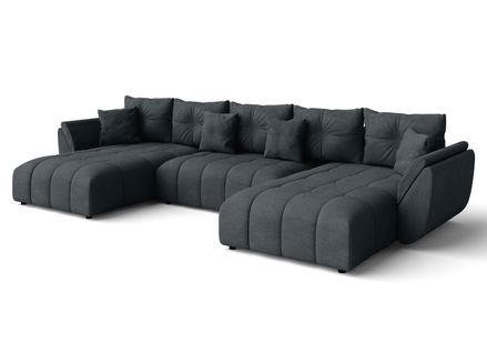 Canapé Panoramique En Tissu Gris Antalya U 382/190/91 Cm - Avec Coffre Et Fonction Lit