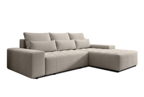 Canapé D’angle Réversible En Tissu Crème Alvorada 280x184x88 Cm – Avec Coffre Et Fonction Lit