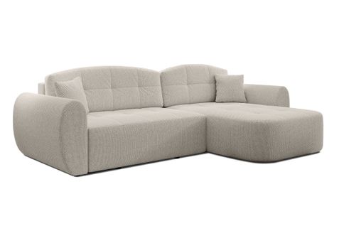 Canapé D’angle Réversible En Tissu Beige Nubio 282x170x91 Cm – Avec Coffre Et Fonction Lit