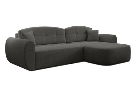 Canapé D’angle Réversible En Tissu Gris Nubio 282x170x91 Cm – Avec Coffre Et Fonction Lit