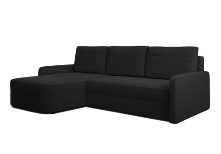 Canapé D’angle Réversible En Tissu Noir Nebbiolo 250x170x88 Cm – Avec Coffre Et Fonction Lit