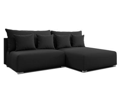 Canapé D'angle Droit En Tissu Gris Foncé Ederra 208/190/91 Cm - Avec Coffre Et Fonction Lit